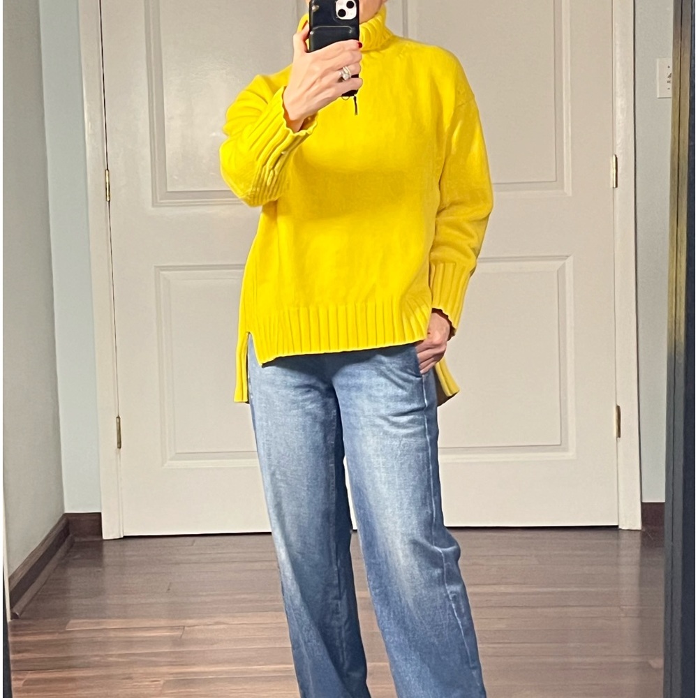 Tomorrowland cashmere blend yellow turtleneck chunky sweater size S